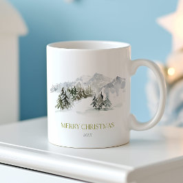 Elegante Winter Mountain Kerstmis Koffiemok