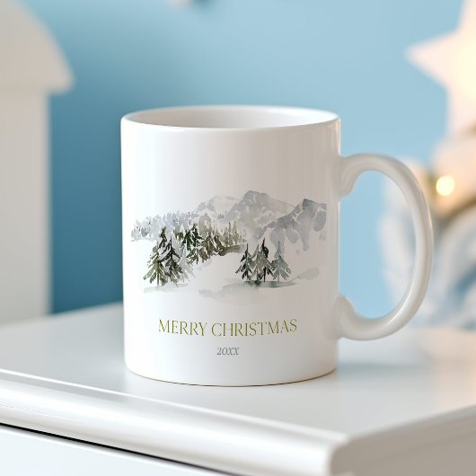 Elegante Winter Mountain Kerstmis Koffiemok