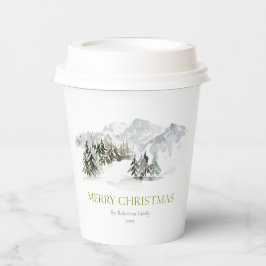 Elegante Winter Mountain Kerstmis Papieren Bekers