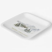 Elegante Winter Mountain Kerstmis Papieren Bordje (Gebogen)