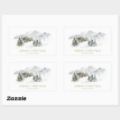 Elegante Winter Mountain Kerstmis Rechthoekige Sticker (Vel)