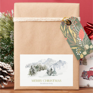 Elegante Winter Mountain Kerstmis Rechthoekige Sticker