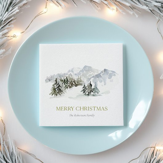 Elegante Winter Mountain Kerstmis Servet
