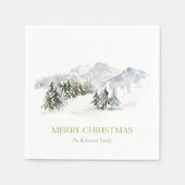 Elegante Winter Mountain Kerstmis Servet (Voorkant)