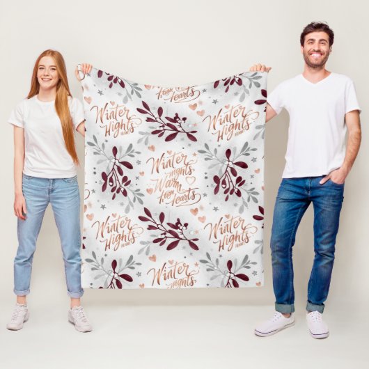 Elegante Winter Nachten Warme Harten Persoonlijk Fleece Deken (In situ)