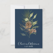 Elegante Winter Navy Blue Pine RSVP-kaart RSVP Kaartje (Achterkant)