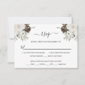 Elegante Winter Pine Cone Wedding RSVP Kaart (Voorkant)