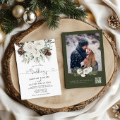 Elegante Winter Pine QR Code RSVP bruiloft Kaart