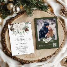 Elegante Winter Pine QR Code RSVP bruiloft