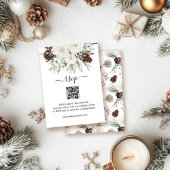Elegante Winter Pine QR Code Wedding RSVP Informatiekaartje