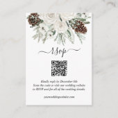 Elegante Winter Pine QR Code Wedding RSVP Informatiekaartje (Voorkant)