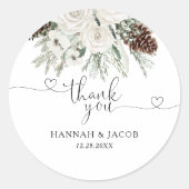 Elegante Winter Pine Wedding Dank je wel Ronde Sticker (Voorkant)