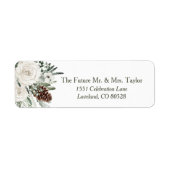 Elegante Winter Pine Wedding Retouradres Etiket (Voorkant)