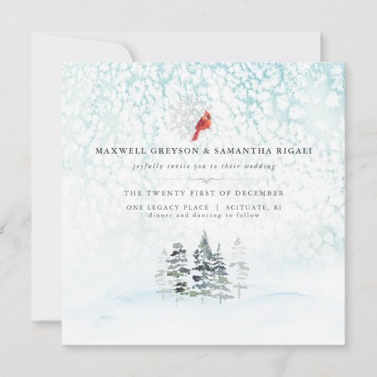 Elegante Winter Pines Mountain Wedding Kaart (Voorkant)