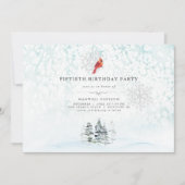 Elegante Winter Pines Waterverf verjaardagsuitnodi Kaart (Voorkant)