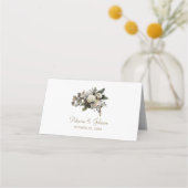 Elegante winter pioenen chique trouwtafel plaats plaatskaartje (Achterkant)