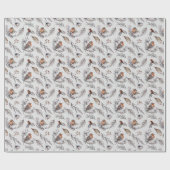 Elegante Winter Robin Vogel Kerstcadeau Cadeaupapier (Vlak)