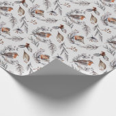 Elegante Winter Robin Vogel Kerstcadeau Cadeaupapier (Hoek)