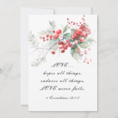 Elegante Winter Rode Bessen Christelijke bruiloft Kaart (Achterkant)