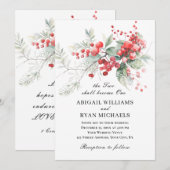 Elegante Winter Rode Bessen Christelijke bruiloft Kaart (Voorkant / Achterkant)