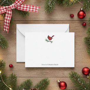 Elegante winter rode kardinaal vogel familie notitiekaartje