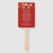 Elegante Winter Rode Rozen en Groen Bruiloft | Handwaaier (Achterkant)