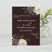 Elegante Winter Roos bruiloft uitnodiging (Staand voorkant)