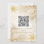 Elegante Winter RSVP Kaart | Ivoor & Gouden Sneeuw (Achterkant)