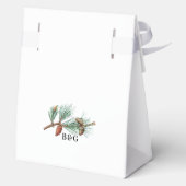 Elegante winter rustieke dennenbomen lantaarn brui bedankdoosjes (Achterkant)