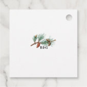 Elegante winter rustieke dennenbomen lantaarn brui bedankjes labels (Achterkant)