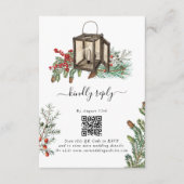 Elegante winter rustieke dennenbomen lantaarn brui informatiekaartje (Voorkant)