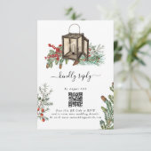 Elegante winter rustieke dennenbomen lantaarn brui informatiekaartje (Staand voorkant)