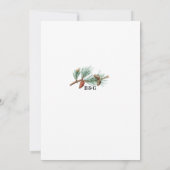 Elegante winter rustieke dennenbomen lantaarn brui save the date (Achterkant)