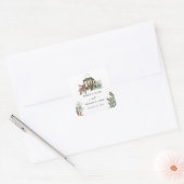 Elegante winter rustieke dennenbomen lantaarn brui vierkante sticker (Envelop)