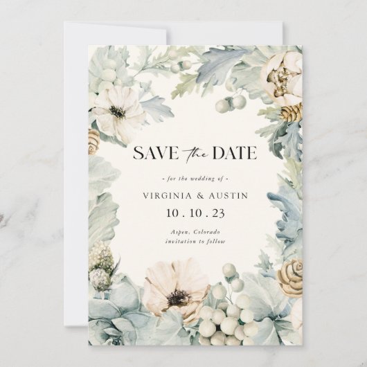 Elegante Winter Save The Date Kaart (Voorkant)