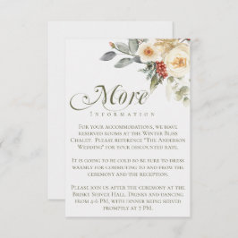 Elegante Winter Script Kalligrafie Bloemenbruiloft Informatiekaartje