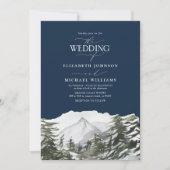 Elegante Winter Sneeuw Pijnbomen Waterverf Bruilof Kaart (Voorkant)