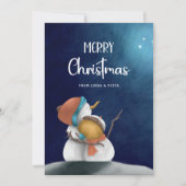 Elegante Winter Sneeuwmannen Paar Vrolijk Kerstfee Feestdagenkaart (Voorkant)