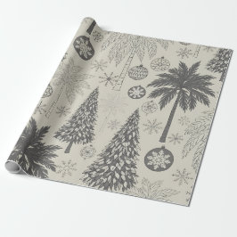 Elegante Winter Sneeuwvlok Monochroom Kerstmis Cadeaupapier