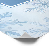 Elegante Winter Sneeuwvlok Periwinkle Trouwbord Poster (Hoek)