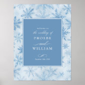 Elegante Winter Sneeuwvlok Periwinkle Trouwbord Poster (Voorkant)