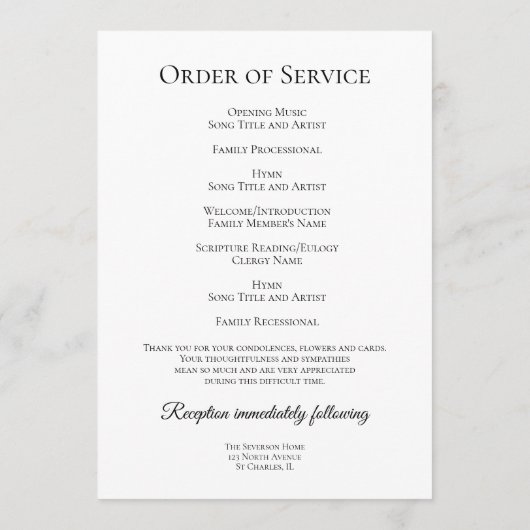 Elegante Winter Sneeuwvlokken Begrafenisdienst Programmakaart (Achterkant)