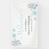 Elegante Winter Sneeuwvlokken bruiloft Spandoek (Verticaal)