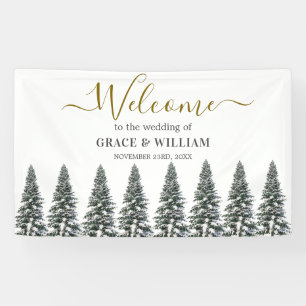 Elegante Winter Sneeuwvlokken bruiloft Spandoek