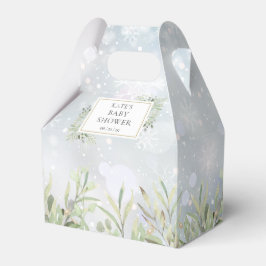Elegante winter sneeuwvlokken groen baby shower bedankdoosjes