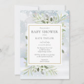 Elegante winter sneeuwvlokken groen baby shower kaart (Voorkant)