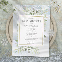 Elegante winter sneeuwvlokken groen baby shower