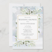 Elegante Winter Sneeuwvlokken Groen Trouwdouche Kaart (Voorkant)