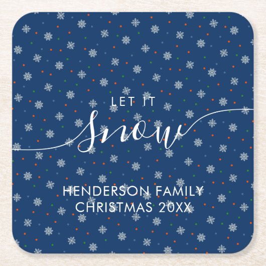 Elegante winter sneeuwvlokken op maat kartonnen onderzetters (Voorkant)