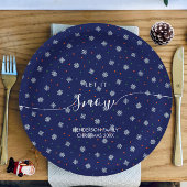 Elegante winter sneeuwvlokken op maat papieren bordje